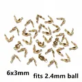 Close-up detail of 6x3mm gold-plated stainless steel double bead tip calottes - 6x3mm Vacuum-sealed Genuine Gold Finish [0.07g]