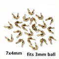 Detail view of 7x4mm gold stainless steel calotte ends fitting 3mm ball chains for DIY - 7x4mm Vacuum-sealed Genuine Gold Finish [0.1g]