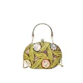 Elegante borsa da sera vintage con paillettes floreali, manico dorato e tracolla a catena - Giallo