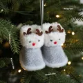 Schattige rendier kerstlaars hanger voor boom, 10 cm breed, met afmetingen en gewicht - Grijs Rendier Stijl (6) / Grijs