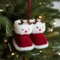 Gebreide rood-witte rendierlaars ornament voor kerstboom met maataanduidingen - Rood Rendier Stijl (5) / Rood