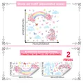 Detailed dimension drawing of pink rainbow unicorn wall stickers set - M22127-30*60*2