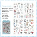 Aquarell PET Stanz-Aufkleber-Set für Journaling, 4 Blätter mit Lifestyle-Motiven für Mädchen - Mädchenhaftes Herz