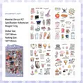 4-Blatt PET-Sticker-Set Freizeitpark mit handgezeichneten Aquarell-Illustrationen für Tagebuch - Freizeitpark-Tour