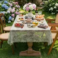 Elegante tovaglia quadrata in pizzo floreale stile americano per feste in giardino - 135*260cm / Floreale Segreto-Verde