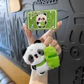 Porte-clés panda en peluche magnétique pour sac à dos avec dimensions et poids - Style Panda au Bambou Magnétique (MX-81525) / Une Paire / Noir et Blanc