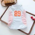 Breathable mesh pet vest for small dogs featuring orange number 89 print - 89 Cool Sports Vest - Blue