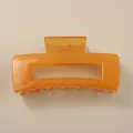 Leuchtend orangefarbene durchscheinende rechteckige Haarklammer aus Kunststoff - Rechteckig 10,5CM / Gelee-Gelb (Glänzend)