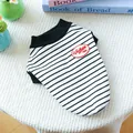 Comfortable classic black and white striped pet vest with vintage style red patch detail - Black and White Stripes with Vintage Patch