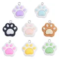 Colorful resin animal paw charms for DIY jewelry making earrings necklace keychain pendants - Random Color Mixing / 22*20mm / 1.6g
