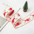 Ruban de Noël décoratif avec motif renne rouge pour bricolage DIY et nœuds de fête - Style Renne Rouge (R-C41)