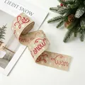Ruban de Noël en toile de jute 6cm avec texte Let it snow rouge et flocons de neige - Style Let It Snow en Toile (R-C24)