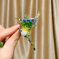 Elegante spilla a forma di uccello in stile bizantino con smalto e grande perla - B299