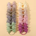 Set of 10 colorful grosgrain bow hair ties for girls and toddlers hair accessories - Style 16B