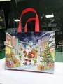 Large laminated non-woven Christmas gift bag with vibrant Santa and elves artwork - New Arrival - Christmas Bag With Elf Blessings (red); 32*25*17