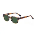 Fashionable square tortoiseshell frame sunglasses with dark green lenses for ladies - Amber G15 (C7)
