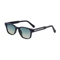 Modern black square frame sunglasses with stylish teal-to-yellow gradient lenses - Glossy Black Green Yellow (C9)
