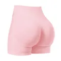 High-waist pink scrunch butt yoga shorts for women's fitness and running - M (50-57.5kg) / Pink
