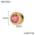 6mm pink birthstone pendant charm in gold stainless steel for DIY jewelry making - PJ00318D6