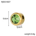 6mm gold-plated stainless steel bead with green faceted birthstone for DIY jewelry making - PJ00318D7
