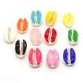 Mixed candy colored drip oil natural cowrie shell beads 9x19mm for DIY jewelry - Mixed Colors (20 Pieces/pack) / 9x19mm 1.5g/Piece