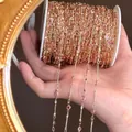 Handmade 4mm pink glass bead rose gold copper chain for DIY jewelry making accessories - 0.5 Meters/Pack / Pink