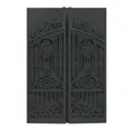 Elegant black laser-cut wedding invitation card shell featuring a European gate design - Black