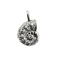 Silver-tone nautilus shell pendant with sparkling crystal inlay for DIY jewelry making - Conch (NAB03-3)