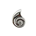 Elegant silver-toned nautilus shell pendant set with sparkling rhinestones for DIY jewelry - Conch (NAB01-5)