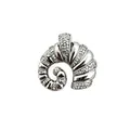 Elegant silver-toned shell nautilus pendant with pavé crystals for DIY jewelry making - Conch (NAB01-1)