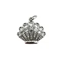 Silver seashell pendant charm with sparkling crystal inlay for DIY jewelry making - Platinum Shell (NAA11-3)