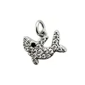 Sparkly silver shark pendant charm with crystals for DIY necklace jewelry making. - Shark (NAA12-1)