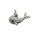 Detailed whale charm pendant with sparkling stones for DIY jewelry making projects - Whale (NAA11-1)