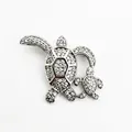 Sparkling silver turtle pendant charm set with cubic zirconia for DIY jewelry making - Turtle (NAA07-3)