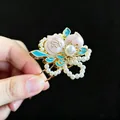 Elegant ancient style peach hair pin with blue enamel and pearls for Hanfu costumes - Peach Shape Artificial Pearl Small Hairpin (F01-029) / Pink