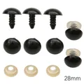 Ojos de seguridad de plástico negro de 28mm para muñecos y peluches - Aproximadamente 28 Mm De Diámetro Y 14 Mm De Longitud. Color Negro. Paquete De 6 Pares (diámetro De La Almohadilla De Cuero: Aproximadamente 19 Mm). (un Par Consta De 1 Ojal Y 1 Almohadilla De Cuero).