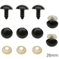 Ojos de seguridad negros de 26mm de plástico para hacer muñecos DIY y peluches - Aproximadamente 26 Mm De Diámetro Y 14 Mm De Longitud. Color Negro. Paquete De 6 Pares (diámetro De La Almohadilla De Cuero: Aproximadamente 19 Mm). (un Par Consta De 1 Ojal Y 1 Almohadilla De Cuero).