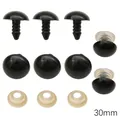 Ojos de seguridad de plástico negro de 30mm con arandelas para hacer muñecas DIY - Aproximadamente 30 Mm De Diámetro (en Realidad Aproximadamente 29 Cm) Longitud De La Varilla Aproximadamente 14 Mm Color Negro 6 Pares/paquete (diámetro De La Almohadilla De Cuero Aproximadamente 19 Mm) (1 Ojo + 1 Ojo)