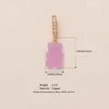 Purple frosted gummy bear pendant charm with sparkling zircon gold ring for DIY jewelry - Purple Bear Gold Rhinestone Clasp Pendant