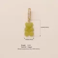 Lime green matte gummy bear pendant charm with crystal-set bale for jewelry making - Green Bear Gold Rhinestone Clasp Pendant