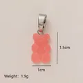 Handmade pink gummy bear charm pendant for DIY jewelry, 1.5cm size with 1.9g weight - Pink Bear Silver Bail