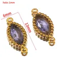 Pendentif marquise en acier inoxydable avec strass violet et finition or vieilli - Strass Marquise à Double Trou (Base Dorée) / 10 Pièces/Paquet (13x6mm) / Violet