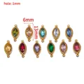Pendentifs multicolores en cristal marquise, monture dorée, 13x6mm pour bijoux DIY - Strass Marquise à Double Trou (Base Dorée) / 10 Pièces/Paquet (13x6mm) / Multicolore