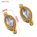 Pendentif cristal marquise en acier inoxydable avec cadre doré, 13x6mm pour création de bijoux - Strass Marquise à Double Trou (Base Dorée) / 10 Pièces/Paquet (13x6mm) / Blanc