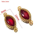 Pendentif cristal marquise rouge bord perlé doré pour création bijoux, 13x6mm - Strass Marquise à Double Trou (Base Dorée) / 10 Pièces/Paquet (13x6mm) / Rouge