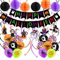 Kit décoration Halloween avec bannière, ballons et boules alvéolées pour fête - Ensemble De Boules Alvéolées Pour Bannière D'halloween