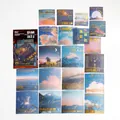 Artistic landscape washi paper stickers with sun moon and star gold foil motifs - Pink Orange Sunset