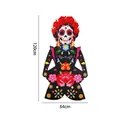 Colorful Mexico Day of the Dead skeleton hanging banner decoration with red roses 120x64cm - Skull Goddess Irregular Flag (Irregular 2) / Colorful