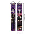 Mexican Day of the Dead door banners with colorful skeleton characters, 180x30cm - Purple Skull Welcome Couplet (Style 13) / 2 Pieces/Pack