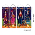Set of 4 Mexican Day of the Dead hanging banners with skeleton and marigold flower designs - Day Of The Dead Traditional Clothing Skeleton Set (4-Piece 2) / 4 Pieces/Pack